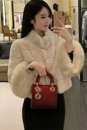 2025 Winter New Korean Imitation Fox Fur Coat For Women Short Elegant Fur Jacket Autumn Thicken Loose Soft Plush Tops Outwear