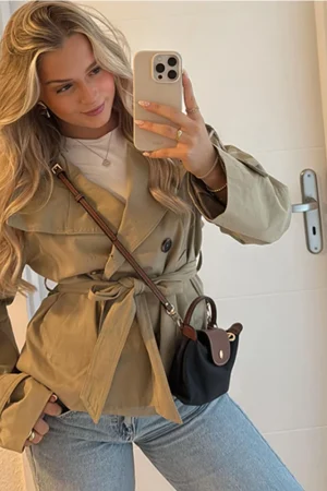 Stand-Up Collar Lace Up Jacket Women Double-Breasted Epaulets Long Sleeve Pocket Short Female Jacket Classic Autumn Coat Ladues