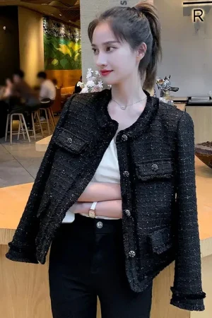 Korean Women's Coat Spring Autumn 2025 New Temperament Jacket French Small Fragrance Outerwear Short Casual Overcoat Female Tide