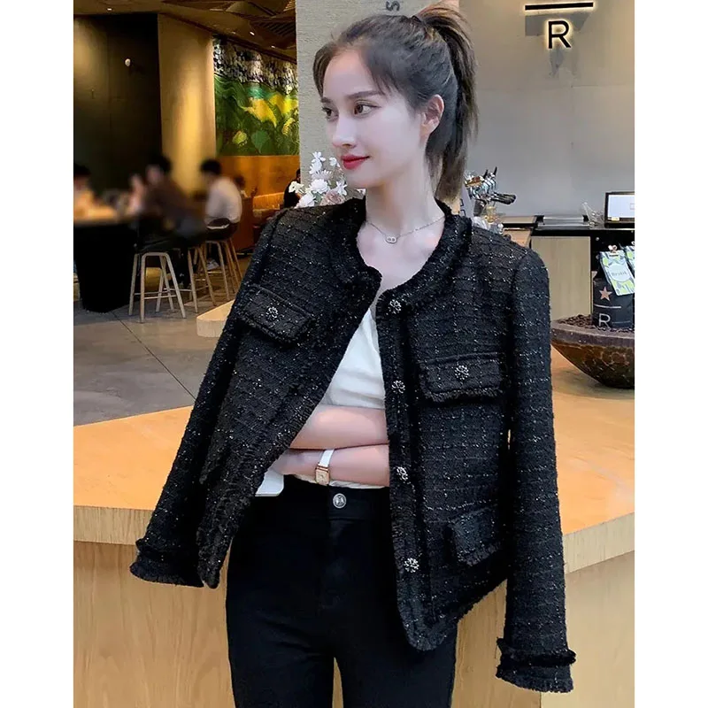 Korean Women's Coat Spring Autumn 2025 New Temperament Jacket French Small Fragrance Outerwear Short Casual Overcoat Female Tide