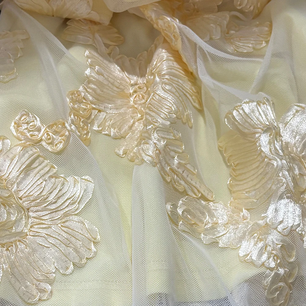 Mingmingxi Women Maxi Backless Dress Sexy 3D Floral Embroidery Mermaid Gown Yellow Formal gala Prom Party Dress Long - Image 6